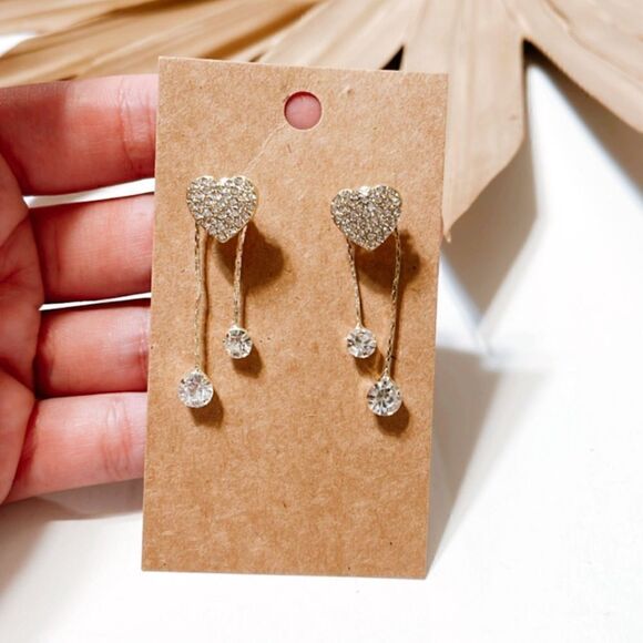 Diamond heart earrings S344 - Picture 1 of 4
